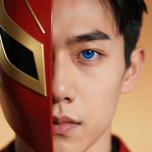 Intense Eyes Behind a Decorative Helmet