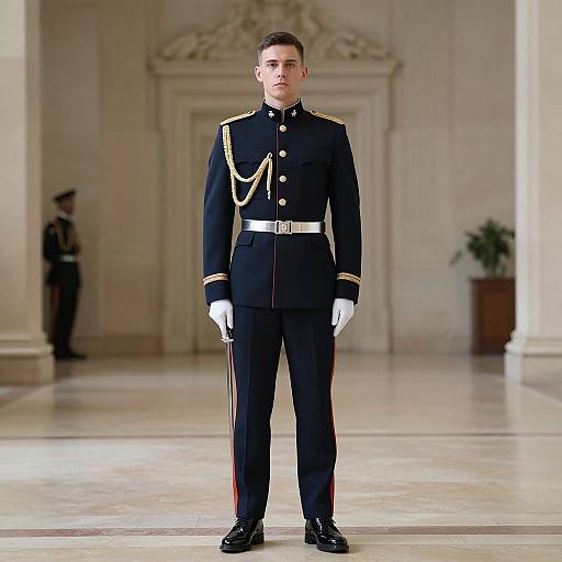 Man in Military Uniform with Sword