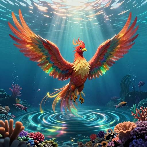 Surreal Phoenix in Underwater Dreamscape