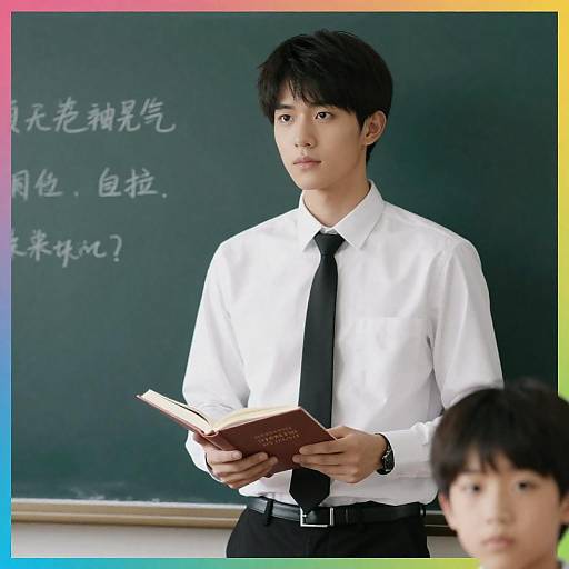 Young Asian Teacher Portrait with Book