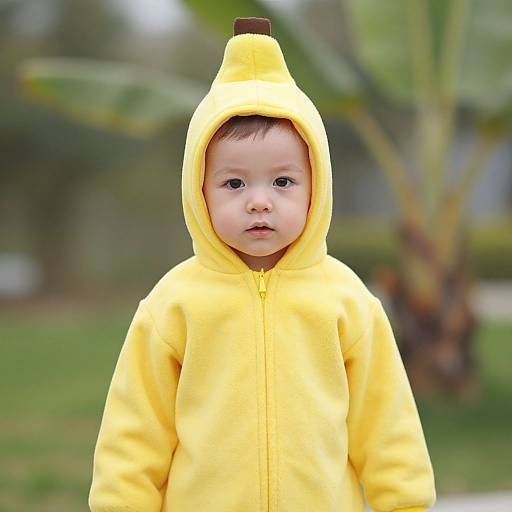 Boy in Baby Banana Costume Outdoors