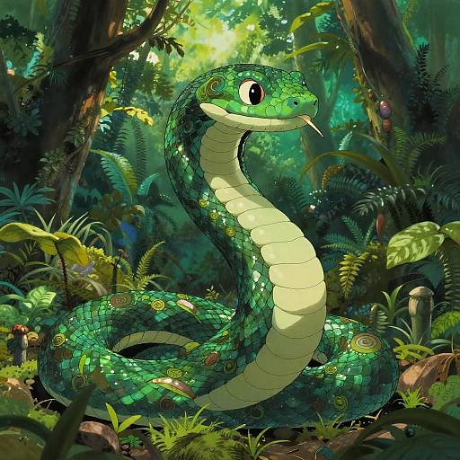 Emerald Serpent Deity in Jungle
