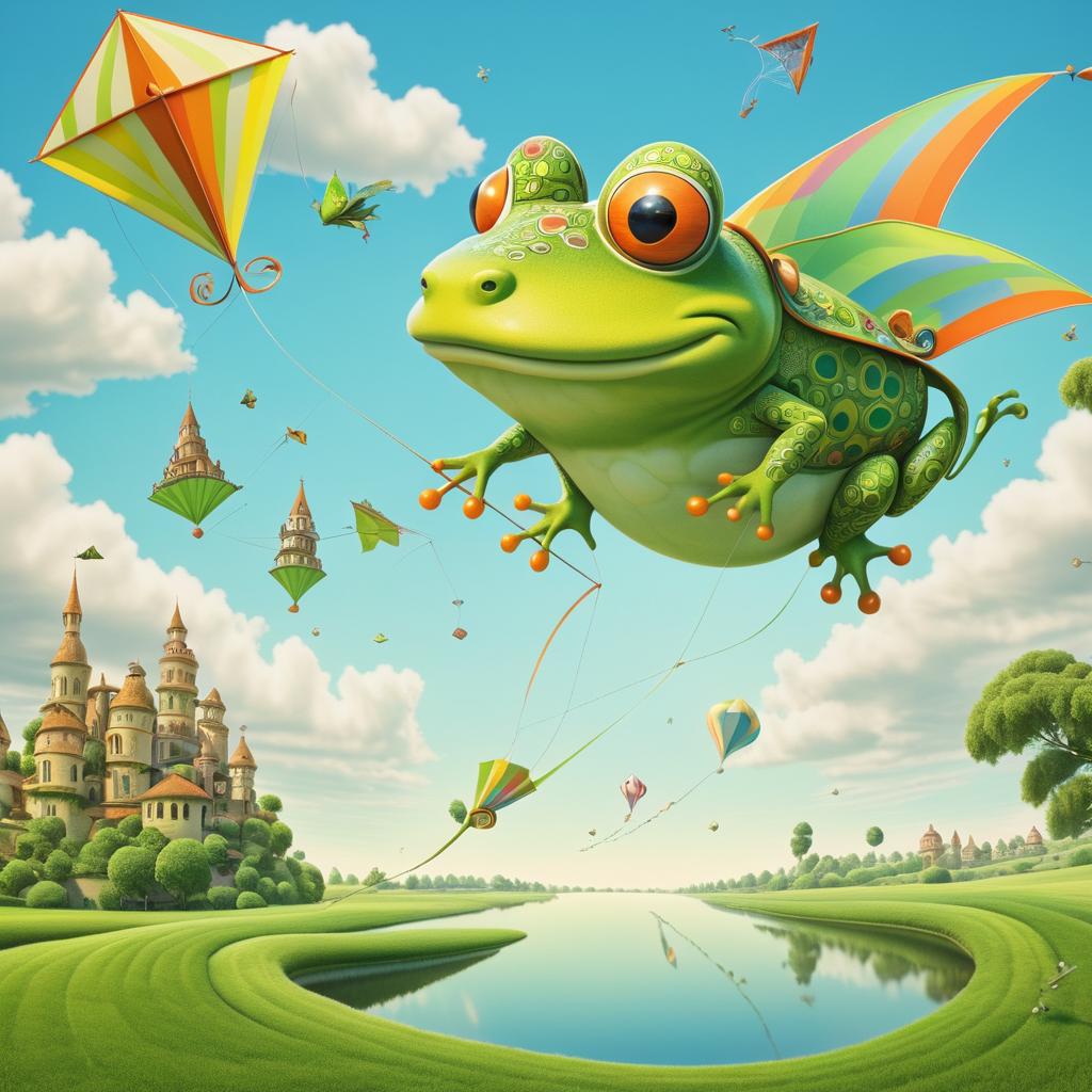 Surreal Frog Kite Flying Adventure