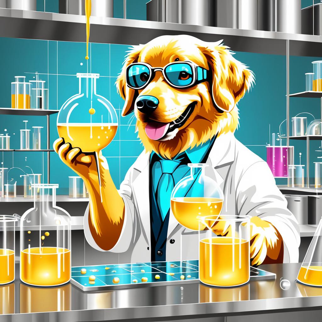 Humorous Golden Retriever in Lab Goggles