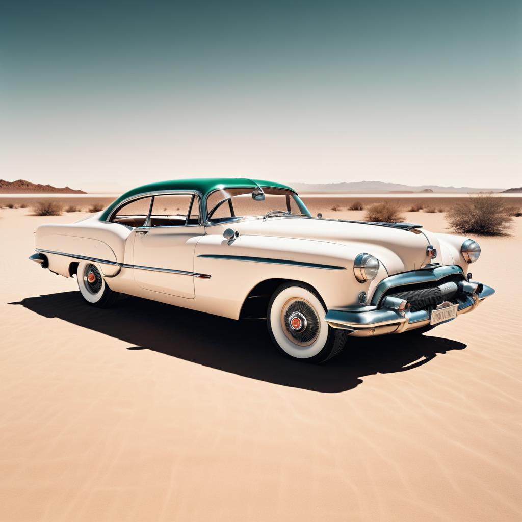 Glamorous Vintage Car in Desert Lighting