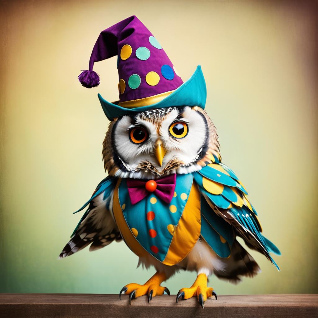 Whimsical Owl Jester Posing Playfully