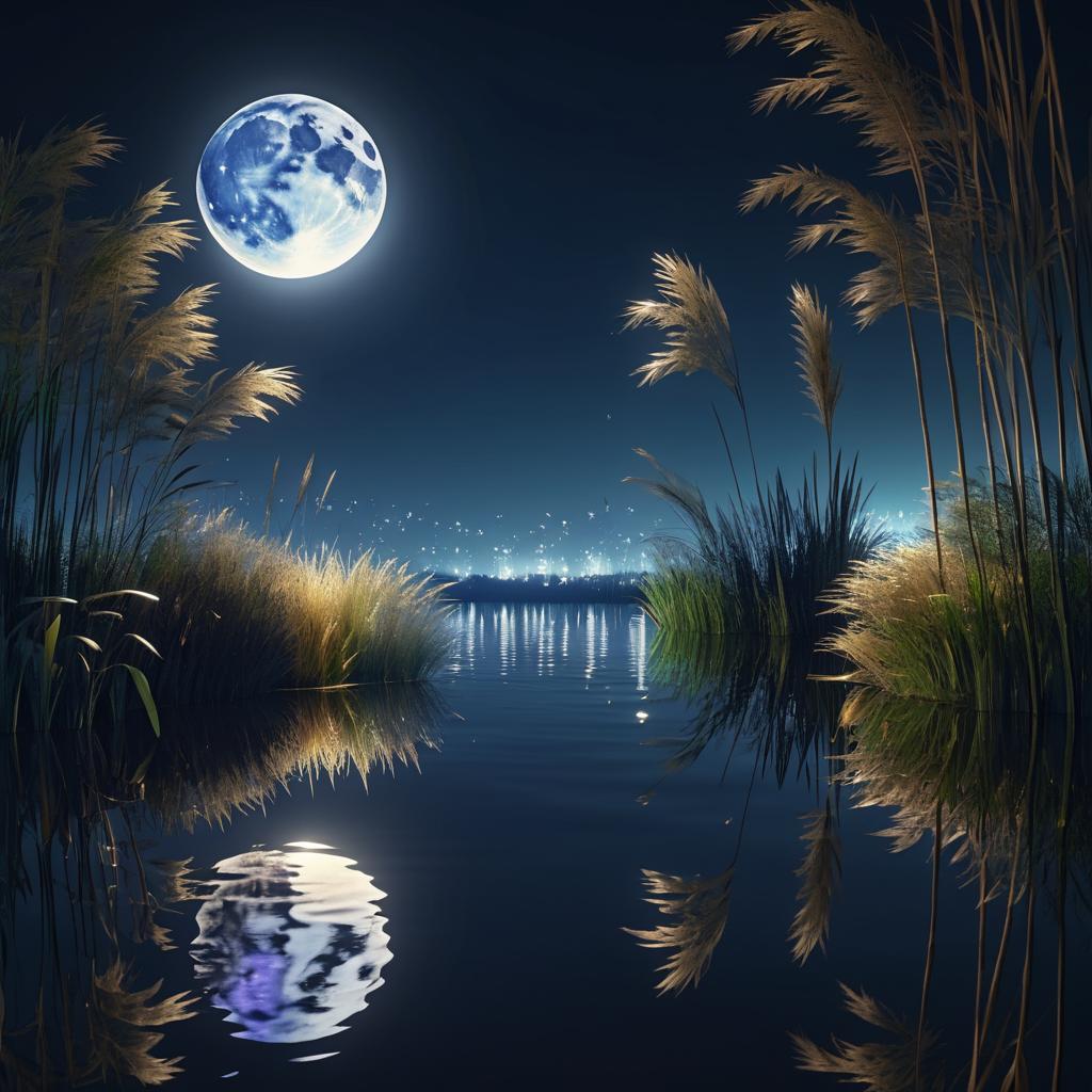 Tranquil Moonlit Riverside Scene in 8K