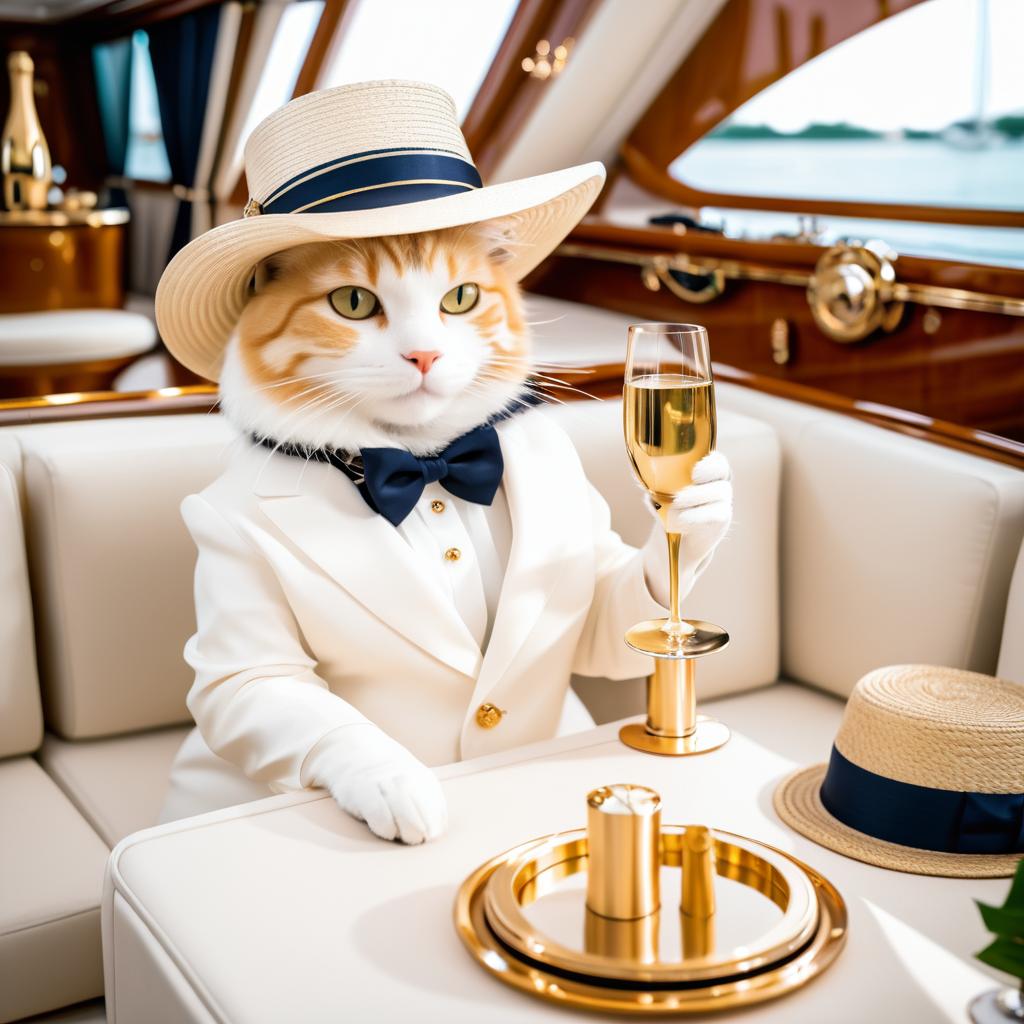 Luxurious Cat Yacht Life Scene