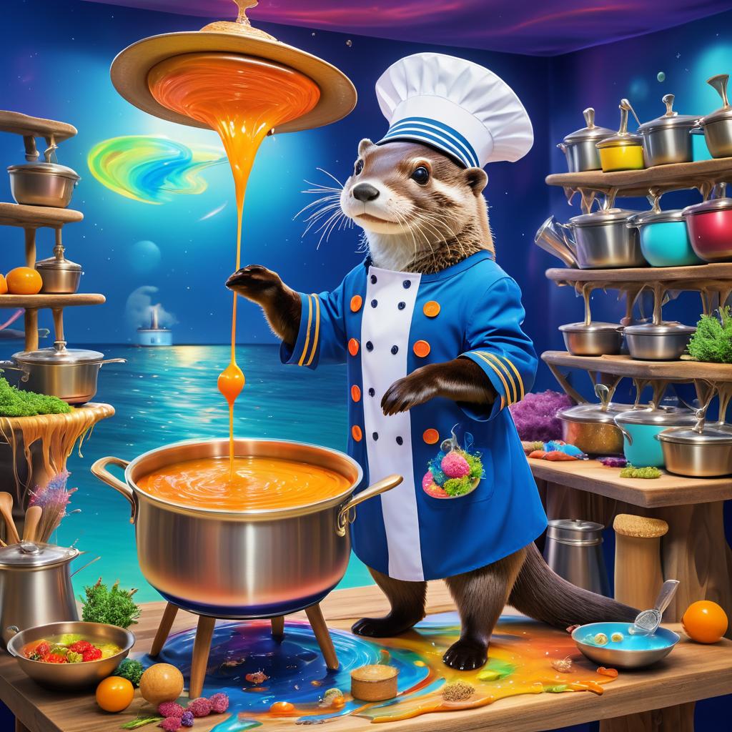 Surreal Otter Chef in Dreamlike Scene