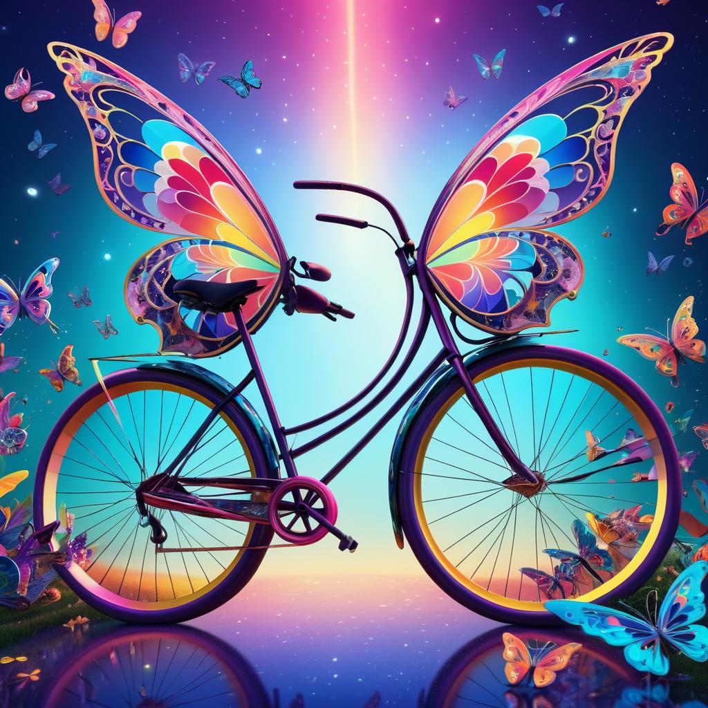 Whimsical Bicycle with Butterfly Wings