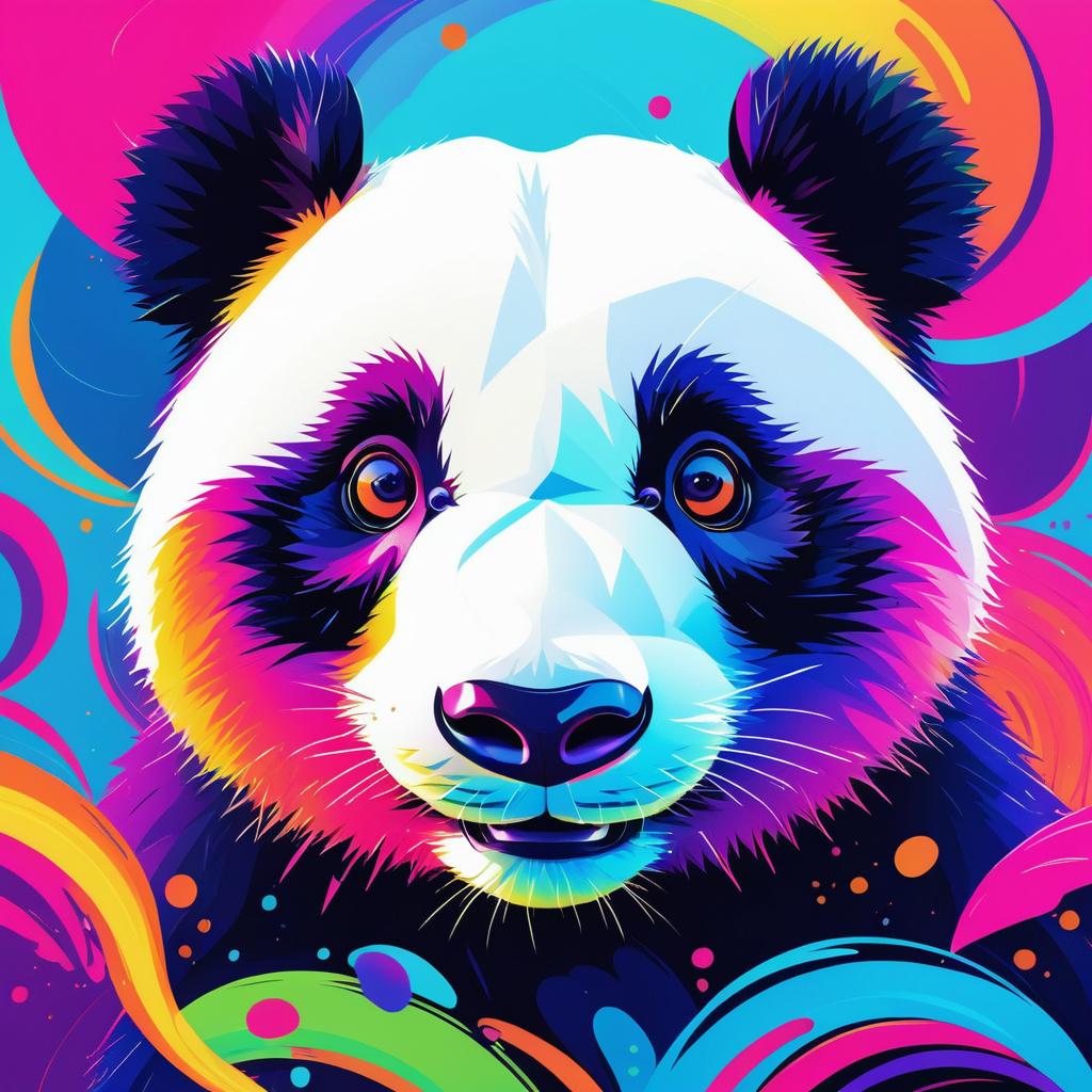 Vibrant Portrait of a Playful Panda