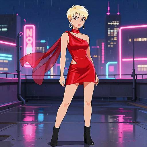 Neon Urban Rooftop Fashion