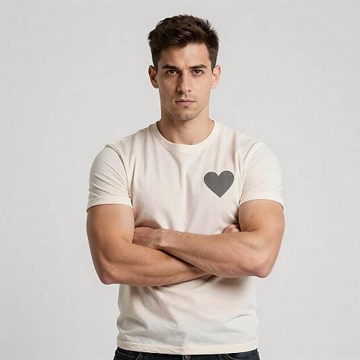 Muscular Man in Light T-Shirt Photo