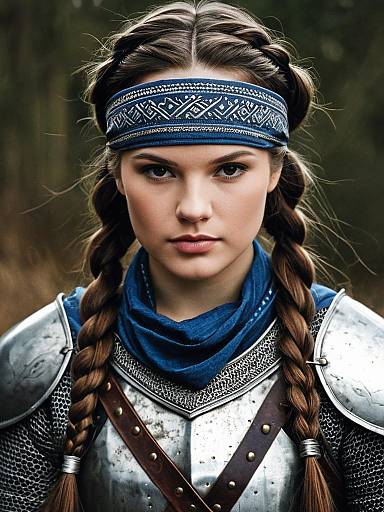 Realistic Braided Knight with Blue Eyes