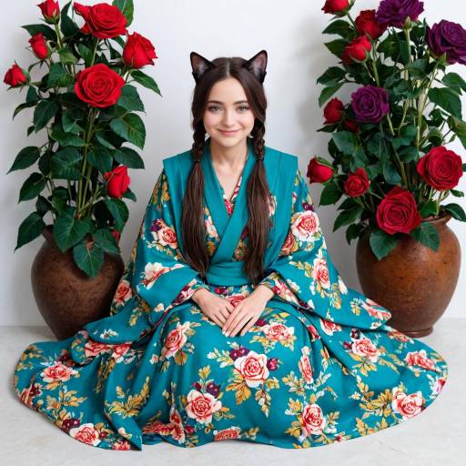 Enchanting Dragoness in Floral Robe