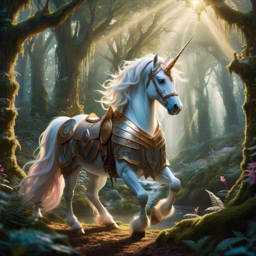 Majestic Unicorn in Enchanted Forest Adventure