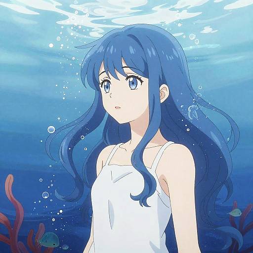 Serene Blue Water Anime Girl