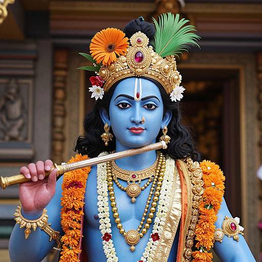 Close-up of God Krishna Statue