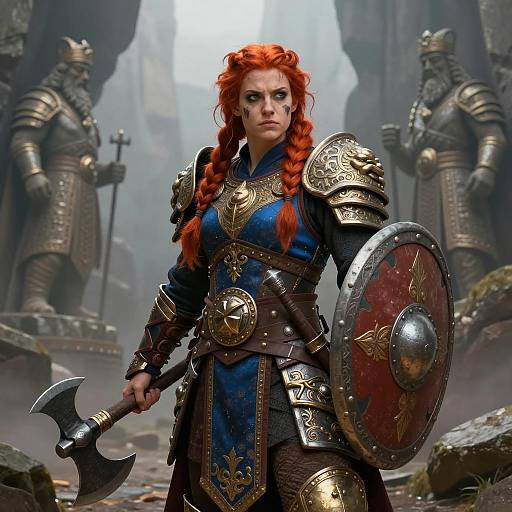 Female Dwarf Warrior in Ceremonial Armor