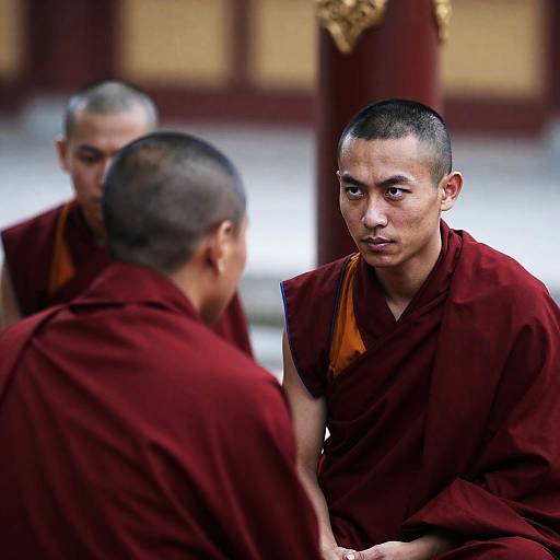 Three Buddhist Monks in Serene Composition