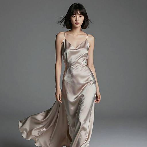 Elegant A-Line Bob in Silk Gown