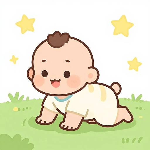 Cheerful Baby and Puppy Cartoon