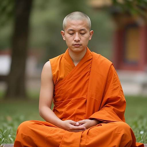Meditating Buddhist Monk in Monastery