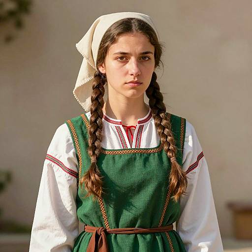 Photorealistic Young Woman in Greek Costume