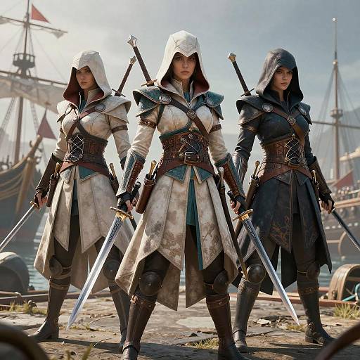 Sand-Hooded Assassin Trio at Harbor
