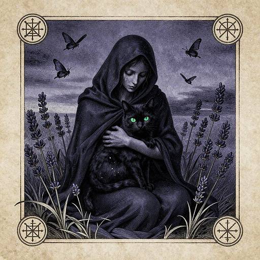 Symbolist Hermit with Black Cat