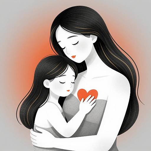 Mother and Child in Intricate Patterns