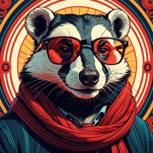 Stern Badger Portrait in Art Nouveau Style