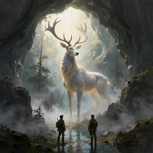 Ethereal Stag Guardian at Dawn