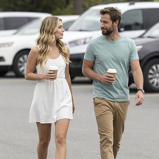 Casual Couple in Parking Lot Photograph