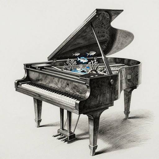 Trompe-l'œil Piano Coral Reef Illusion