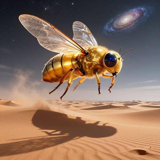 Surreal Golden Insect in Dreamscape