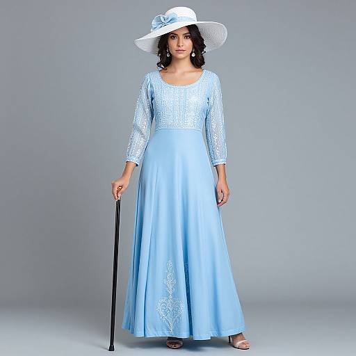 Sky Blue Indo Western Dress Woman