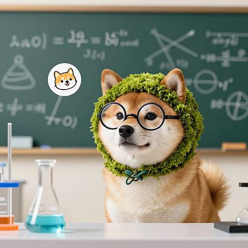 Shiba Inu Scientist Cartoon Sticker