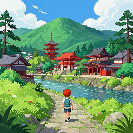 Child Walking to Japanese Village