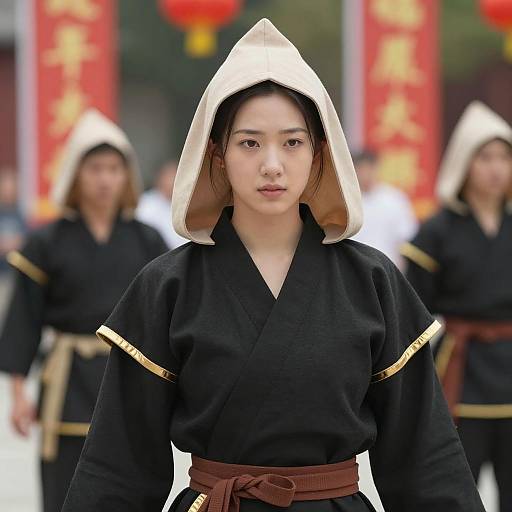 Young Woman in Traditional Martial Arts Costume