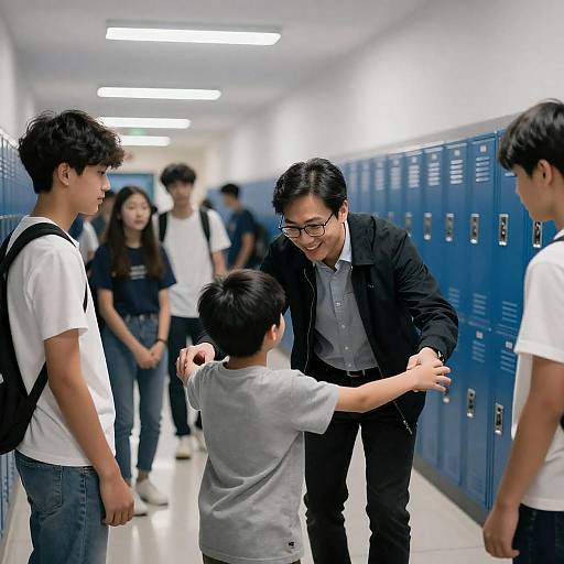 Heartwarming School Hallway Embrace