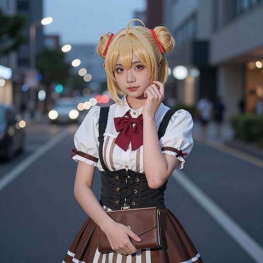 Fujiwara Chika Cosplay in Urban Night Setting