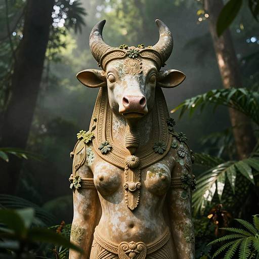 Art Nouveau Hathor Statue in Jungle