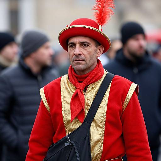 Man in Red and Gold Outfit