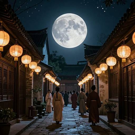 Ethereal Moonlit Alleyway Gathering