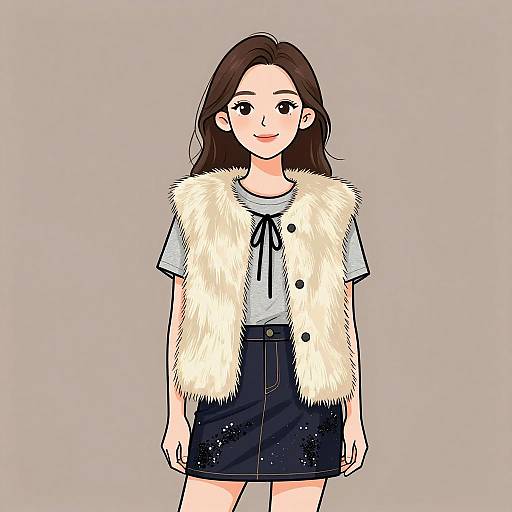 Chic Smiling Woman in Casual Outfit