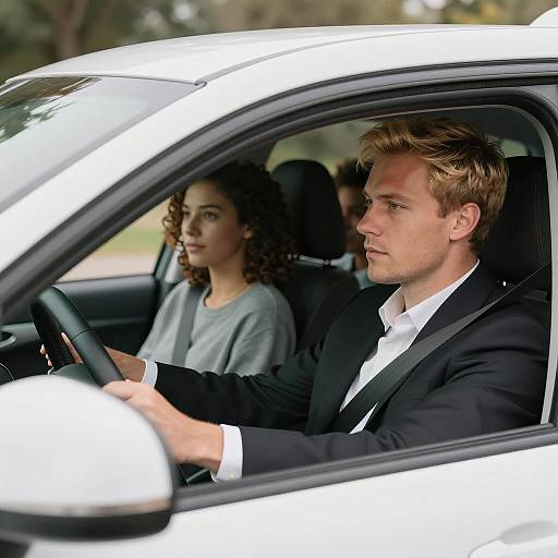 Diverse Journey in a White Car