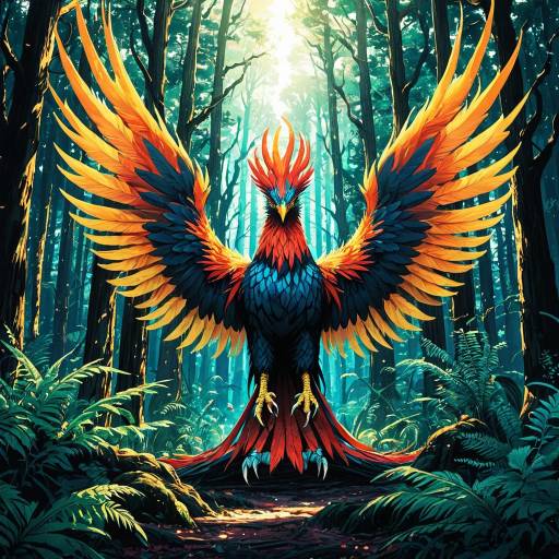 Radiant Phoenix in Otherworldly Forest