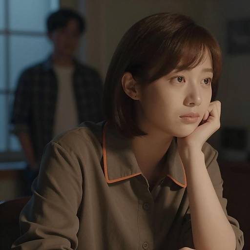 Contemplative Moment in Dim Light