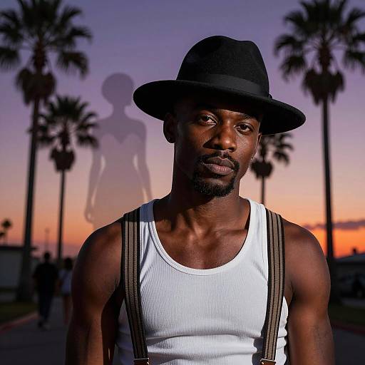 Stylish Man Under Sunset Silhouette